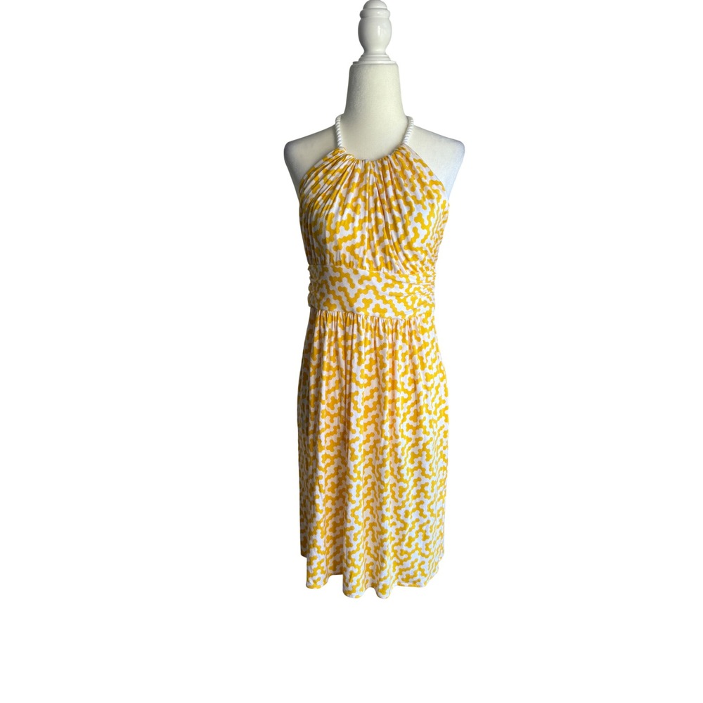 Milly of New York Nautical Rope Honeycomb Halter Dress Italian Fabric Made USA